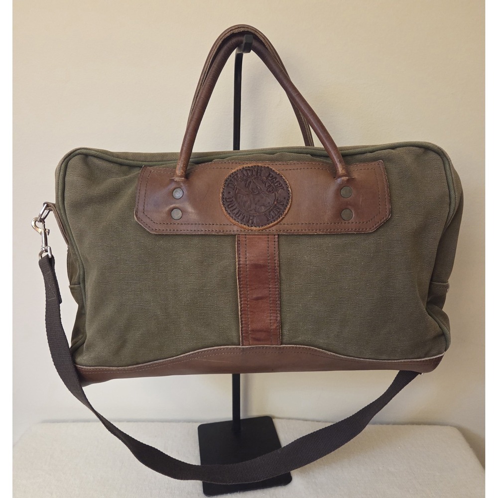 Duluth Pack Olive Canvas & Leather Weekender Duffel Bag — USA‎ Made — Moose Logo